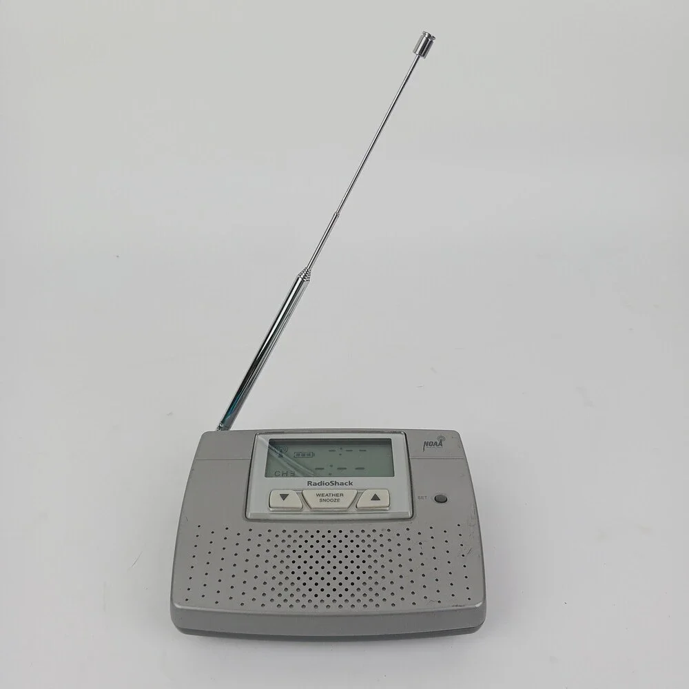 Radio Shack Gray Weatheradio Battery Operated Bedside Alarm Clock